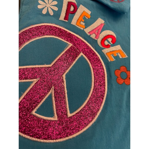 Mini Tote with Pouch-Embroidered and Glitter-Peace - Picture 3 of 15